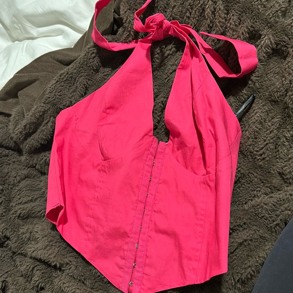 Hot pink corset halter top